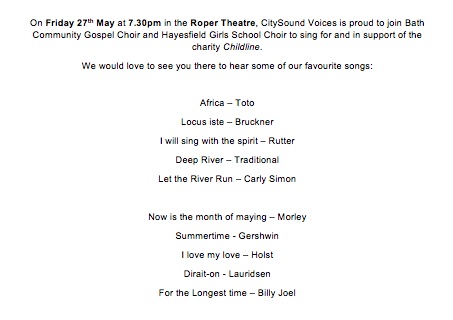 Sing for childline concert poster